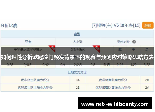 如何理性分析欧冠冷门频发背景下的观赛与预测应对策略思路方法