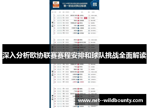 深入分析欧协联赛赛程安排和球队挑战全面解读